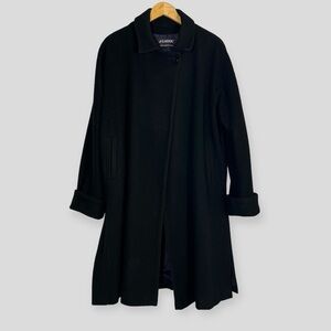 JG Hook Vintage Wool Over Coat Women's 10 Black Longline Lined Winter